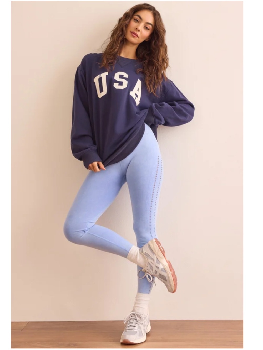 Altar'd State Navy Crewneck Sweatshirt with Cream USA embroidery - Picture 5 of 5